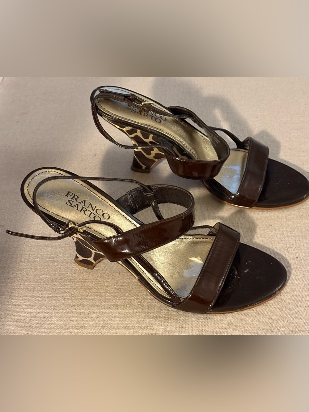 Franco Sarto Brown Patent Leather Slingback Heels 6.5